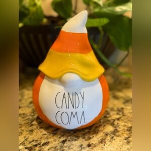 Rae Dunn Ceramic 8” Halloween Gnome Decoration Candy Coma Candy Corn. NIB